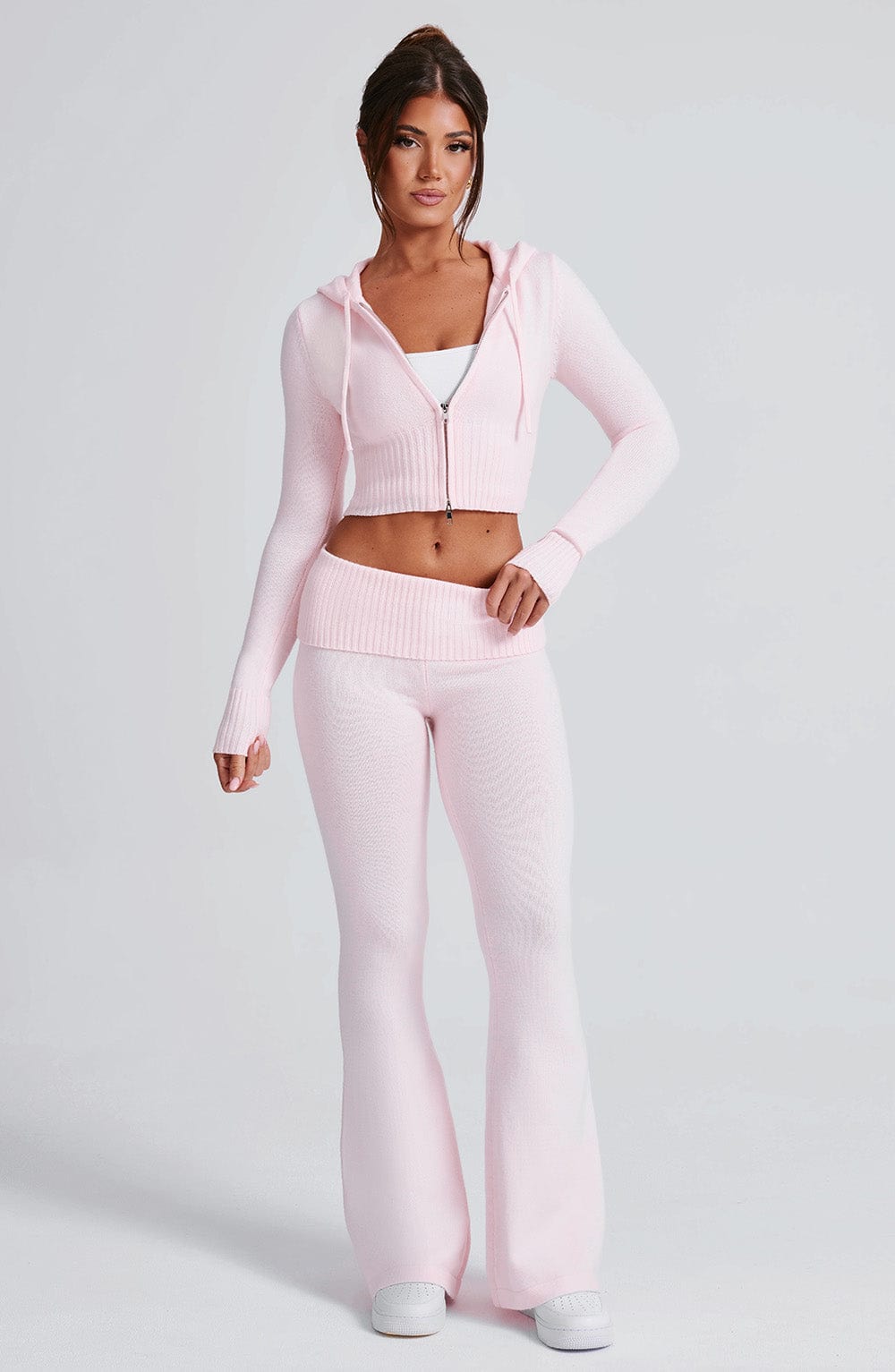 Portia | Pink Knit Hoodie