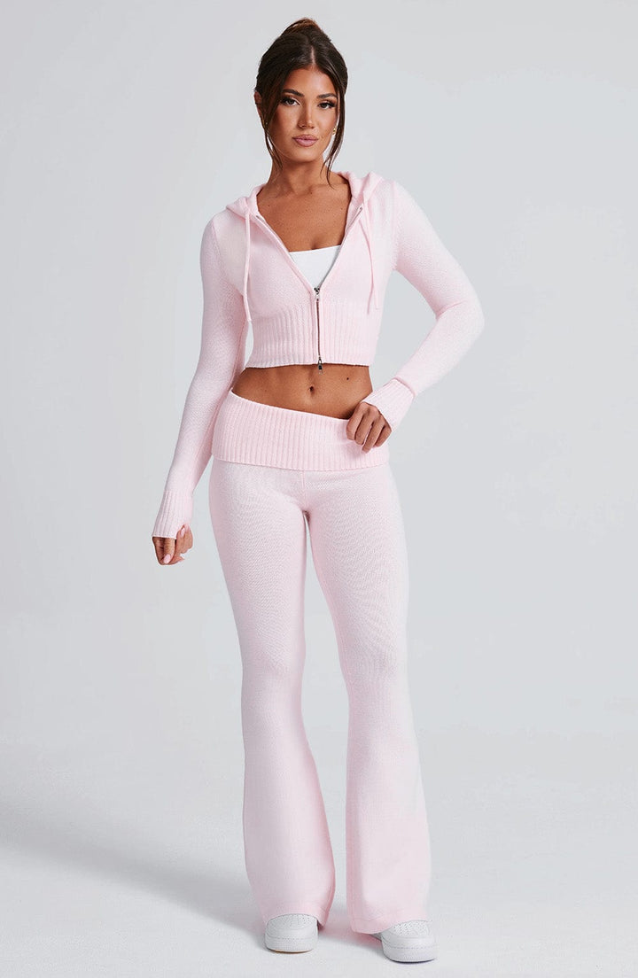 Portia | Pink Knit Hoodie