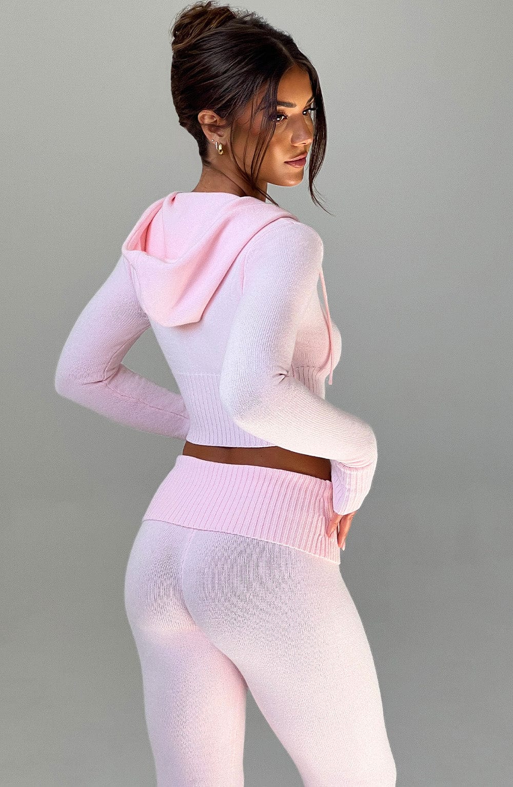 Portia | Pink Knit Hoodie