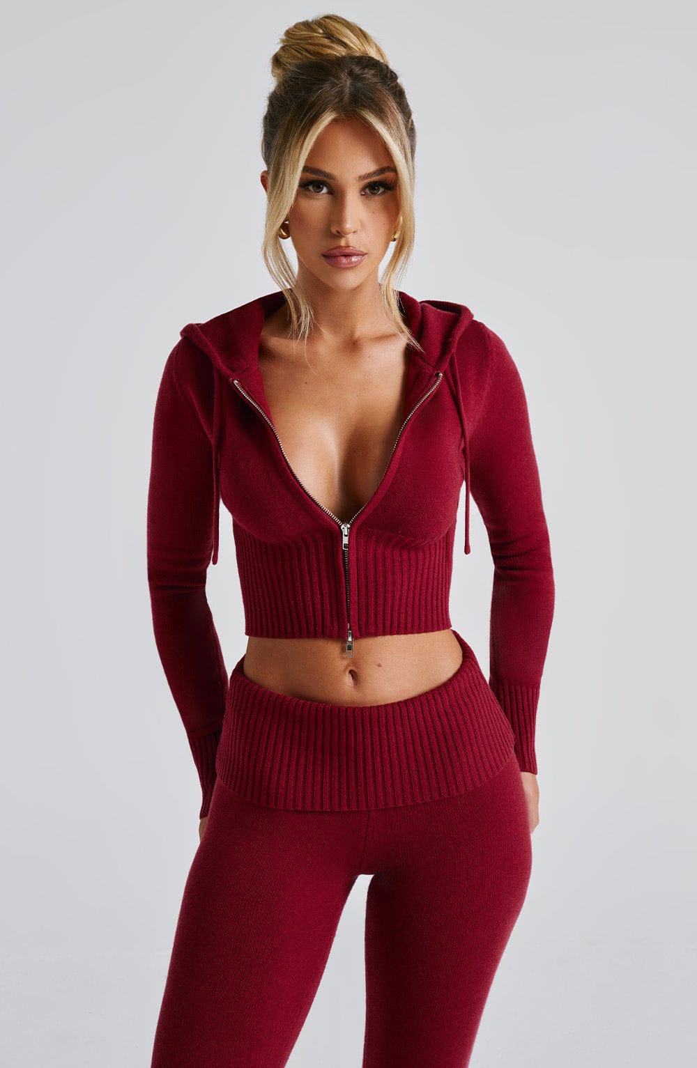Portia | Red Knit Hoodie