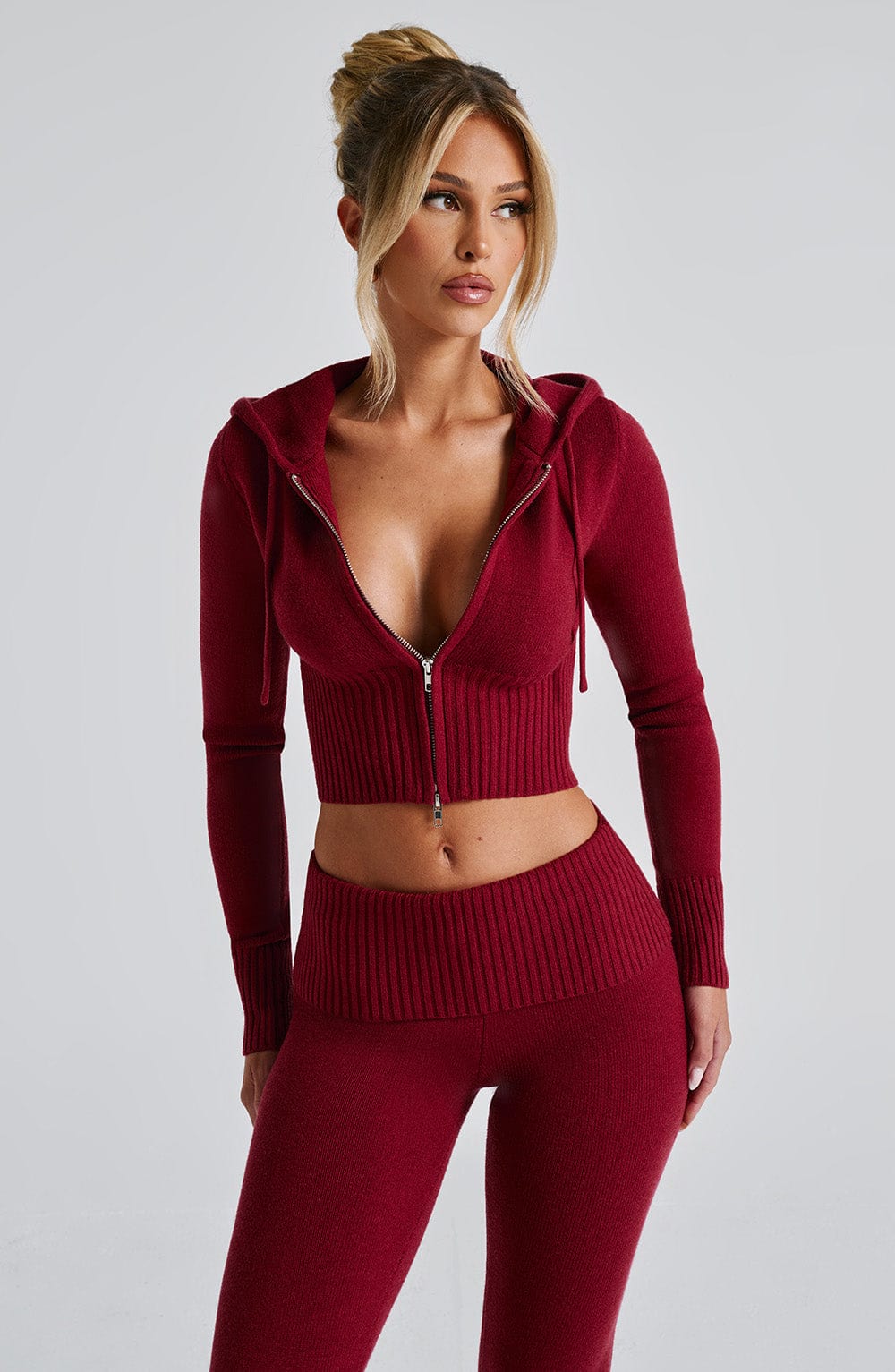 Portia | Red Knit Hoodie