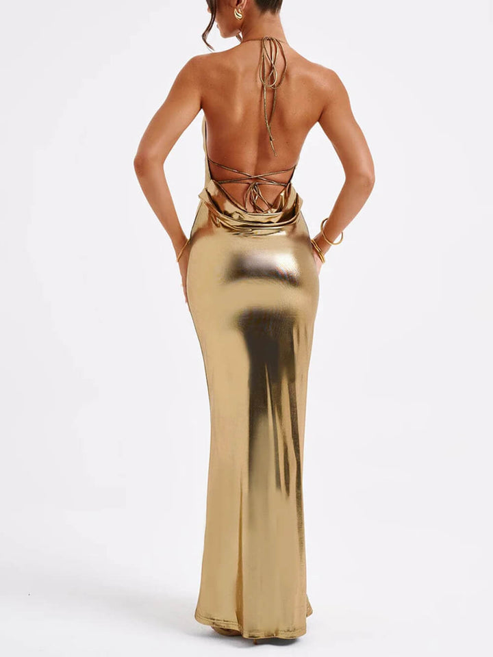 Lyra | Spring Swing Metallic Backless Maxi