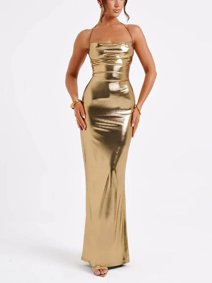 Lyra | Spring Swing Metallic Backless Maxi