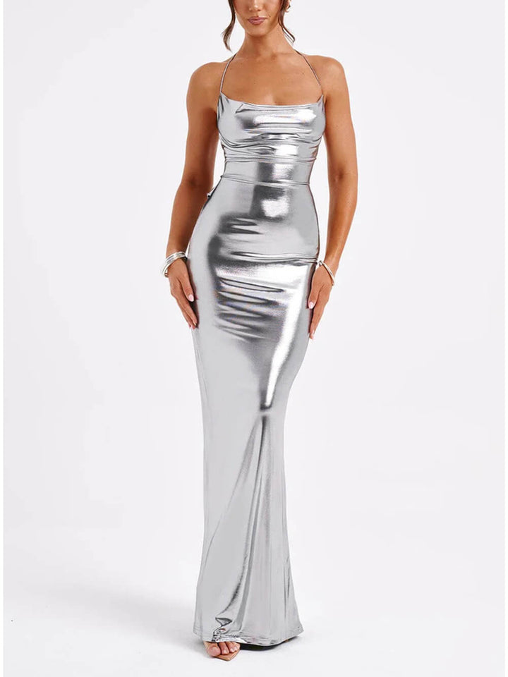 Lyra | Spring Swing Metallic Backless Maxi